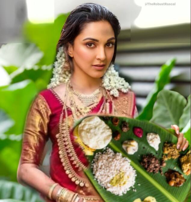 কোথাও নায়িকাকে সাজানো হয় দক্ষিণী শাড়িতে। সঙ্গে দক্ষিণী সাজ, সামনে আবার কলাপাতা দিয়ে সাজানো হয় দক্ষিণী খাবার।