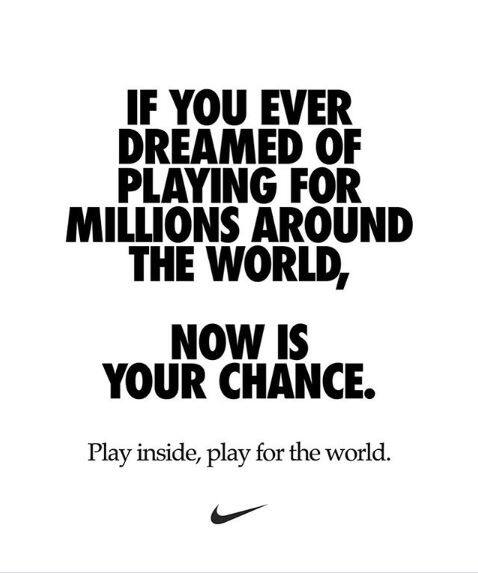 বিখ্যাত ক্রীড়া সরঞ্জাম প্রস্তুতকারী সংস্থা নাইকিও নতুন লোগোর মাধ্যমে সবাইকে বাড়িতে থাকার অনুরোধ জানিয়েছে। ছবি সৌজন্যে ইনস্টাগ্রাম