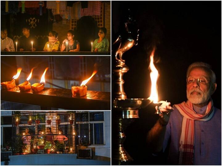 ৯ বাজে ৯ মিনিট। রবিবার রাত ৯টার সময় বাড়ির সমস্ত আলো নিভিয়ে বাড়ির বারন্দায় প্রদীপ জ্বালাবার আবেদন করেছিলেন প্রধানমন্ত্রী নরেন্দ্র মোদি। দেশবাসী করোনার বিরুদ্ধে লড়াইয়ে একে অপরের সঙ্গে থাকার বার্তা দেওয়ার জন্যই এই কর্মসূচী দিয়েছিলেন মোদি। গোটা দেশ থেকে উঠে এল এই কর্মসূচী পালনের বিভিন্ন ছবি।