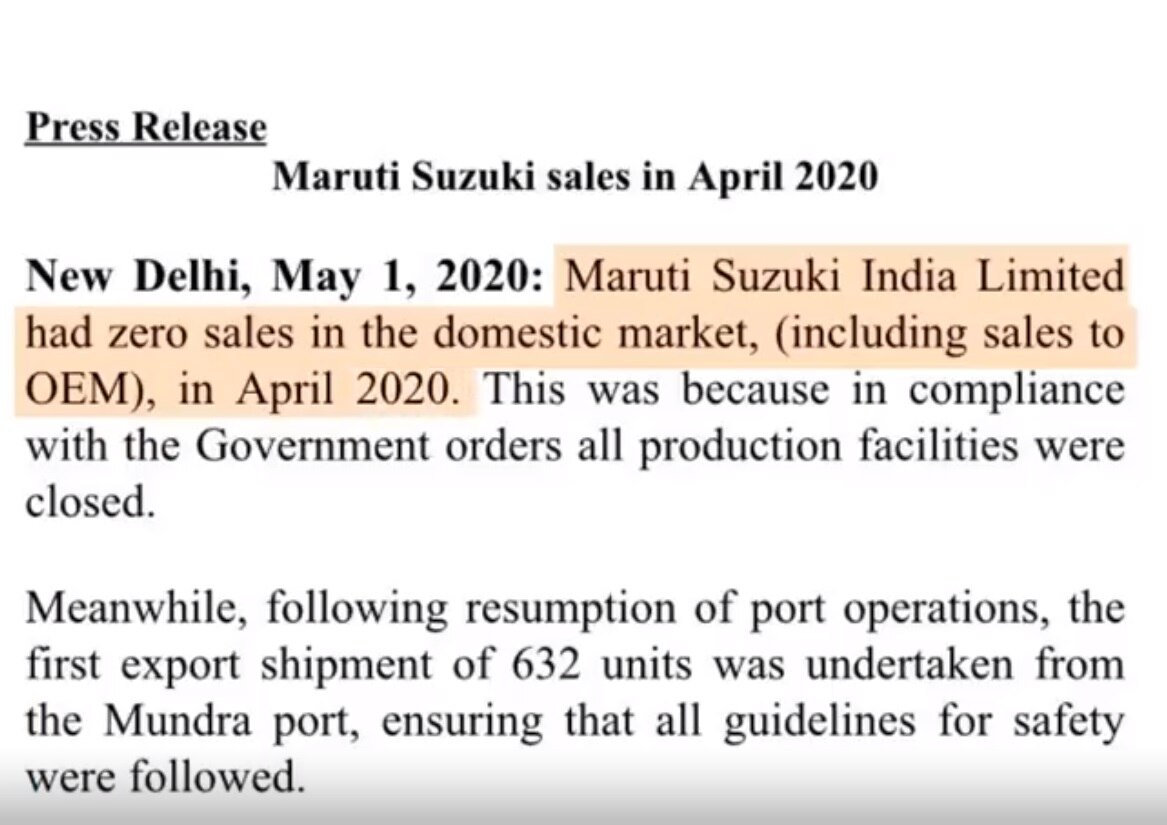 গোটা মাসে একটাও গাড়ি বিক্রি হল না দেশের সবথেকে বড় গাড়ি প্রস্তুতকারক সংস্থা মারুতি সুজুকির