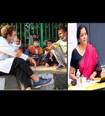 পরিযায়ী শ্রমিকদের সঙ্গে রাস্তায় নেমে কথা রাহুলের, ‘ড্রামাবাজি’! কটাক্ষ নির্মলার