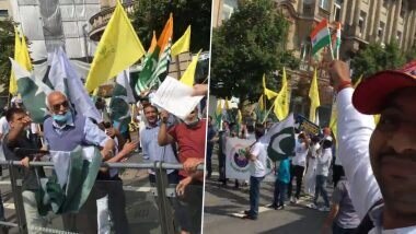 Indian Man Stands His Ground During Pakistan-Backed Pro-Khalistan Rally in Frankfurt, Raises Tricolour Amid Anti-India Sloganeering চারপাশে তখন ভারত বিরোধী স্লোগান, তার মাঝে জাতীয় পতাকা হাতে একা কুম্ভ এই ভারতীয়