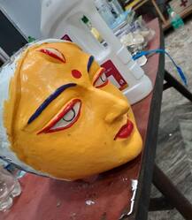 দুর্গা পূজা ২০২০: মায়ের মুখে রূপোর মাস্ক