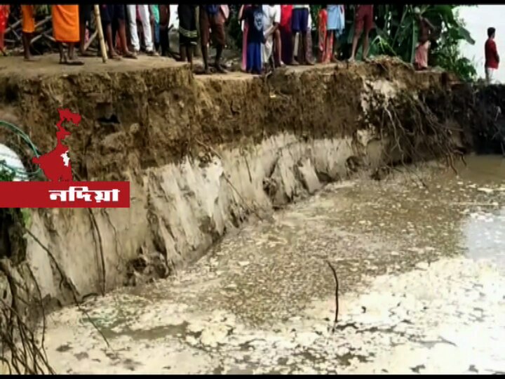 Bhagirathi erosion in Shantipur শান্তিপুরের চর সারাগর এলাকায় ভাঙন, ৭টি বাড়ি, আড়াই বিঘা জমি গিলে খেল ভাগীরথী