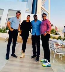 দুবাইতে গিয়ে হঠাৎ দেখা, সৌরভের সঙ্গে জমিয়ে মধ্যাহ্ন ভোজ সারলেন দেব-রুক্মিণী