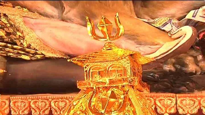 সোনার আভরণে সাজানো হল শ্রীভূমির দুর্গা প্রতিমাকে। আজ উদ্বোধন।