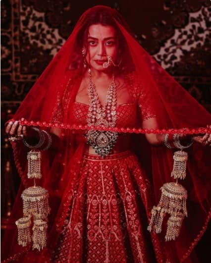 নেহার বিয়ের লাল লেহঙ্গা ছিল অবিকল প্রিয়ঙ্কা চোপড়ার ডি-ডের লেহঙ্গার আদলে। প্রিয়ঙ্কার এই অপূর্ব লাল লেহঙ্গাটি বানিয়েছিলেন ডিজাইনার সব্যসাচী চক্রবর্তী। ডিজাইনার আলাদা হলেও নেহার এদিনের সাজে ছিল প্রিয়ঙ্কার সাজের ছোঁয়া।