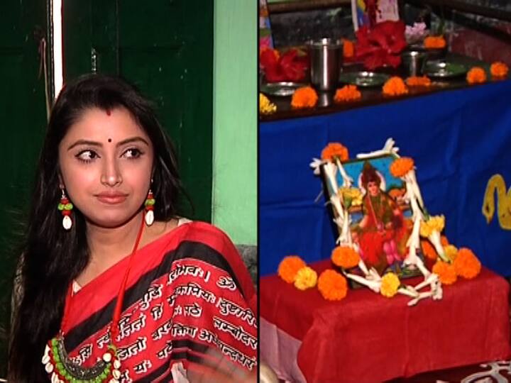 নিজের বাড়িতে পুজোর আয়োজনে ব্যস্ত অভিনেত্রী তনুশ্রী ভট্টাচার্য