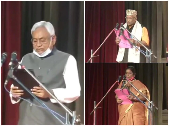 Bihar Government: Nitish Kumar Returns As CM, Tarkishore Prasad & Renu Devi Swear-In As Dy CMs বিজেপির দুই উপমুখ্যমন্ত্রী, বিহারে টানা চারবার মুখ্যমন্ত্রী পদে শপথ নীতীশের