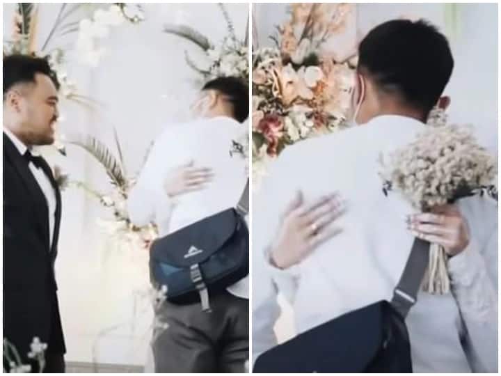 Ex boyfriend arrives at wedding ceremony, takes permission from husband and hugs bride, video went viral Ex Boyfriend Hugging bride Viral Video:বিয়ের আসরে চলে এলেন প্রাক্তন প্রেমিক.. আলিঙ্গন করলেন কনে, ভিডিও ভাইরাল