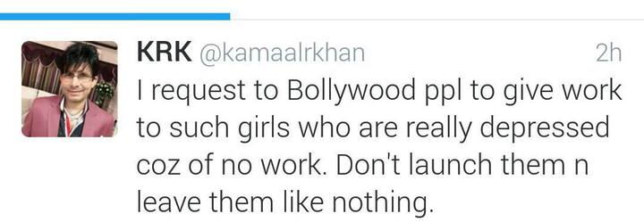 गेल्या अनेक दिवसांपासून प्रत्युषा निराशेच्या गर्तेत होती. असं कमाल खाननं (केरआरके) ट्वीट केलं. 