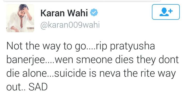 ट्विटरवरुन अभिनेता करण वाही यांनं देखील श्रद्धांजली अर्पण केली.