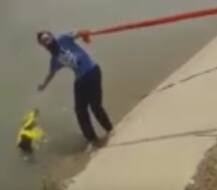 कुत्र्याचा जीव वाचवण्यासाठी सरदाराने घेतला पगडीचा आधार