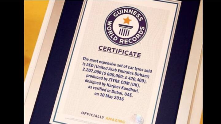 चार कोटी किंमतीच्या या टायरची गिनीज बुकात सर्वात महागडे टायर म्हणून नोंद करण्यात आली आहे. 