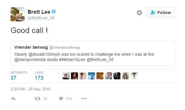  सेहवागच्या या ट्वीटनंतर ब्रेट लीनंही ट्वीट करुन आपली सहमती दर्शवली