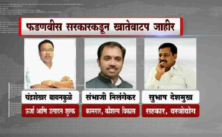 पंकजा मुंडेकडील जलसंधारण आणि रोजगार हमी योजना ही दोन महत्वाची खाती काढून घेण्यात आली आहेत. सध्या त्यांच्याकडे ग्रामविकास आणि महिला बालकल्याण या खात्यांची जबाबदारी आहे.