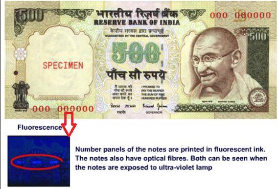 मायक्रोलेटरिंग: जर नोटांचे बारकाईने निरिक्षण केलं, तर गांधीजींच्या फोटोजवळ मायक्रो लेटरमध्ये संख्या लिहल्याचे दिसते. 5 रुपये, 10 रुपये आणि 20 रुपयांच्या नोटांवर आरबीआय हे इंग्रजीत लिहलेलं असतं. यापेक्षा जास्त किमतीच्या नोटांवर मायक्रो लेटरिंग केलं जातं.