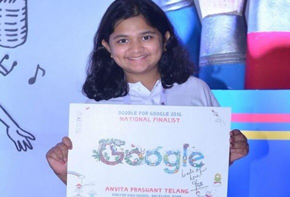11 Year Old Pune Girl Wins Doodle 4 Google 2016 Contest गूगल पेजवर पुण्यातील 11 वर्षीय अन्विताचे 'डूडल' झळकले