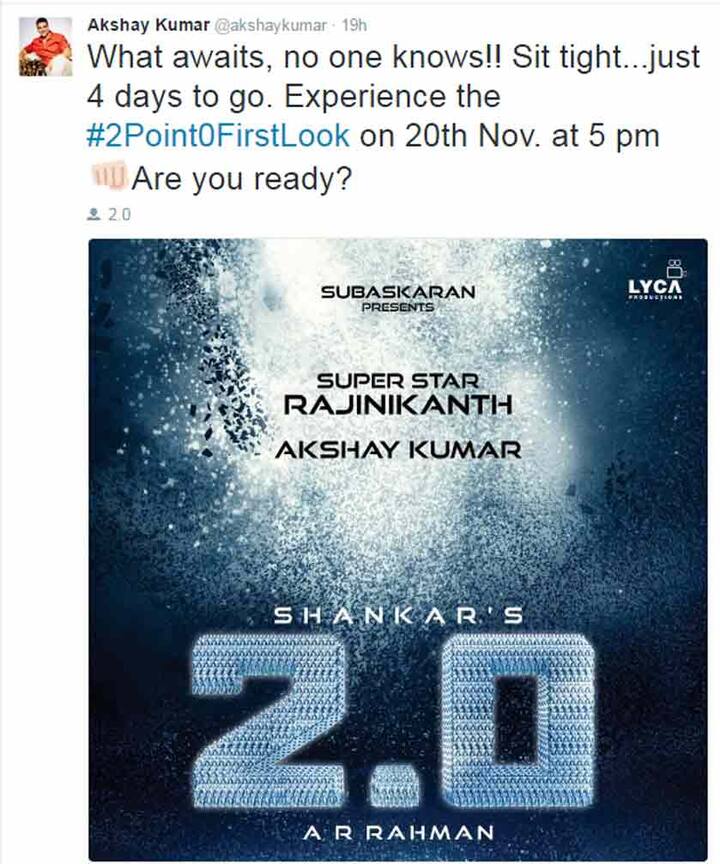 या सिनेमात अक्षय कुमार, एमी जॅक्सन, सुधांशु पांडे यांच्या सारखे कलाकार असणार आहेत. तर या सिनेमातील गाण्यांना संगीत ऑस्कर पुरस्कार विजेता ए. आर. रेहमाननं दिलं आहे. 