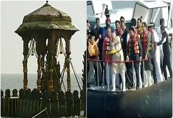 Pm Modi Performs Bhoomipujan Of Shivsmarak In Mumbai पंतप्रधान मोदींच्या हस्ते शिवस्मारकाचं भूमिपूजन संपन्न