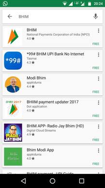 भिम अॅपचे गुगल प्ले स्टोअरवर 40 फेक व्हर्जन