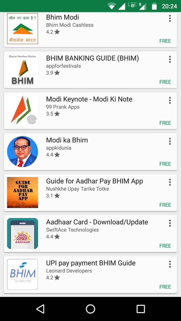 गुगल प्ले स्टोअरवर BHIM अॅप सर्च केल्यानंतर खरं अॅप सर्वात टॉपला म्हणजे वर दिसेल. मात्र त्याखाली *99#BHIM UPI, modi BHIM, BHIM payment असे फेक अॅप दिसतात. त्यामुळे युझर्सना खरं अॅप शोधणं अवघड जातं. 