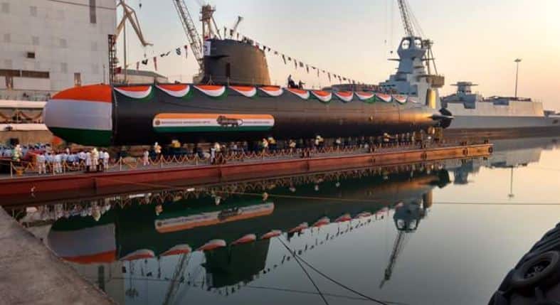 शिवरायांच्या युद्धनितीला सलाम, पाणबुडीला 'खांदेरी' नावं Ins Khanderi Indias Second Scorpene Class Submarine Launched शिवरायांच्या युद्धनितीला सलाम, पाणबुडीला 'खांदेरी' नावं