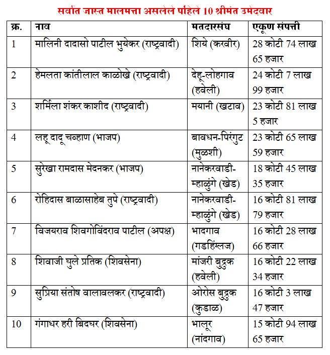 पंचायत समिती निवडणुकीतील टॉप-10 कोट्यधीश उमेदवार