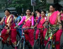 नऊवारी साडीत महिलांची सायकल स्वारी! 
