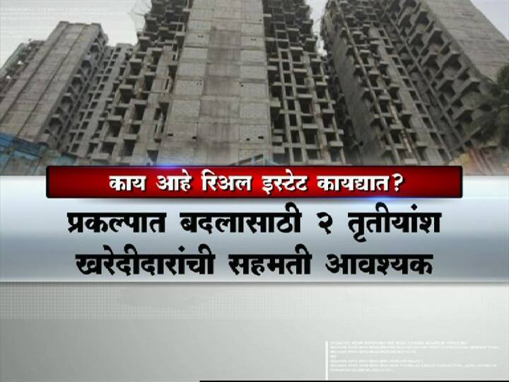 केंद्रानं 25 मार्च 2016ला रियल इस्टेट रेग्युलेशन अँड डेव्हलपमेंट कायदा मंजूर केला. त्यानंतर महाराष्ट्र सरकारनं देखील रेरा कायदा मंजूर करण्याचं निश्चित केलं. त्यासाठी जनतेनं दिलेल्या 750 सुचनांचाही विचार करण्यात आला.