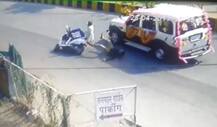 भरधाव स्कॉर्पिओची दुचाकीला धडक, तरुण थोडक्यात बचावले!