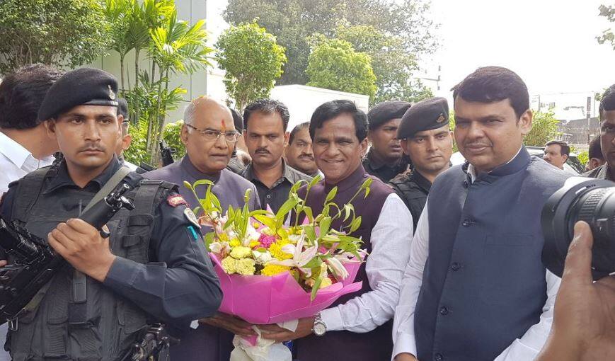 Nda Presidential Candidate Ramnath Kovind Mumbai रामनाथ कोविंद यांचं मुंबईत जंगी स्वागत