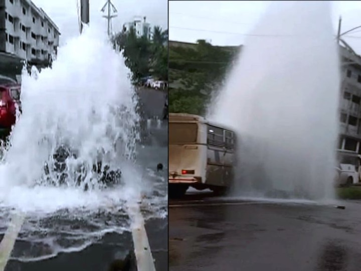 Water Pipeline Broken In Dombivali Latest News Updates डोंबिवलीत पाण्याची पाईपलाईन फुटली, लाखो लिटर पाणी वाया