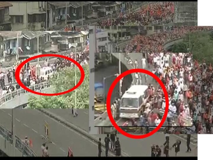 Mumbai Maratha Morcha Maratha Morcha Crowd Making Way For Ambulance भरगर्दीतून अॅम्बुलन्स अलगद वाट काढत गेली!