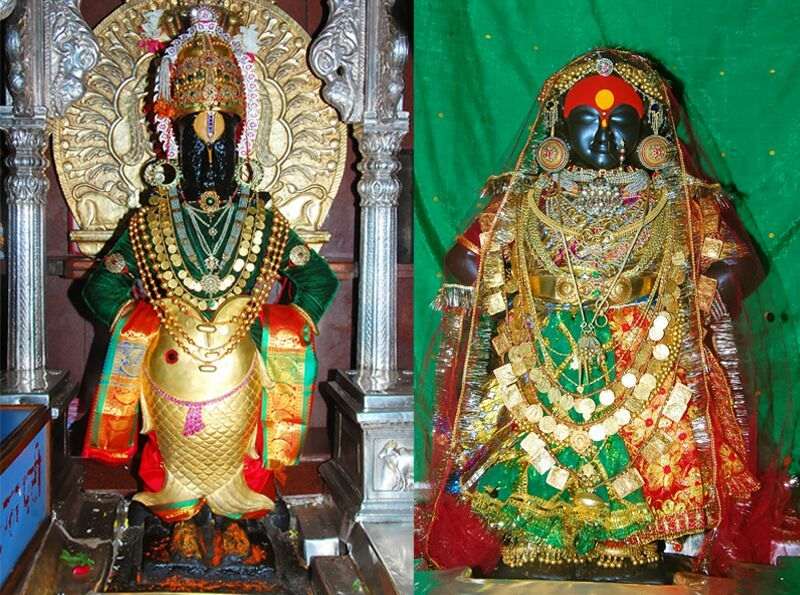  नवरात्रौत्सवानिमित्त रखुमाई मारवाडी पोशाखात, तर विठुराया मत्स्यावतारात पाहायला मिळाले.