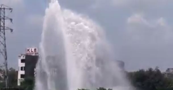 नवी मुंबईत पाईपलाईन फुटली, धबधब्यासारखे फवारे