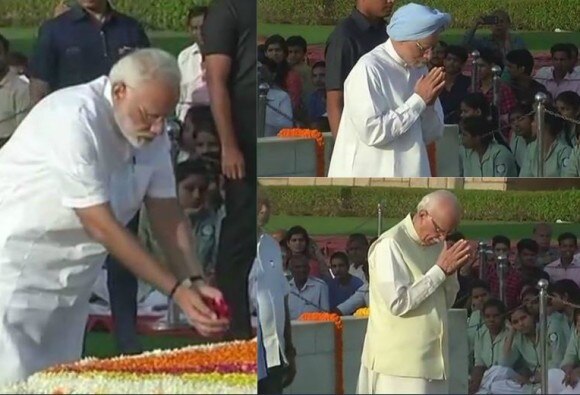 Pm Modi And Senior Leaders Pay Tribute To Mahatma Gandhi महात्मा गांधींची 148 वी जयंती, दिग्गज नेत्यांची राजघाटावर हजेरी