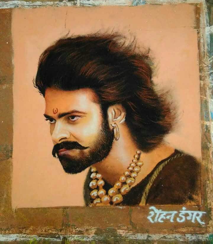 'बाहुबली' प्रभासची हुबेहूब रांगोळी रोहनने साकारली आहे.