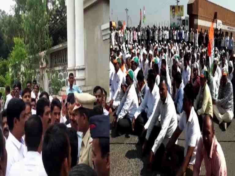 ncp strike on soybean purchase issue सोयाबीन खरेदीच्या जाचक अटींविरोधात साताऱ्यात राष्ट्रवादीचं आंदोलन