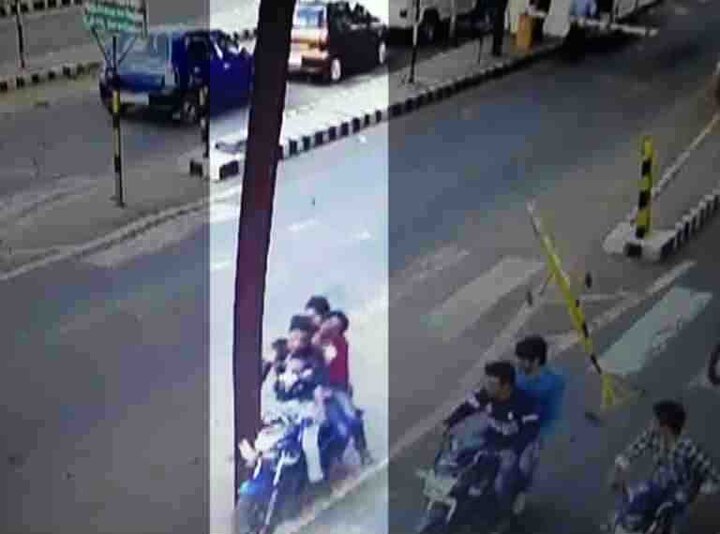 Madhya Pradesh : Bike collide with electric pole in Raisen बॅरिकेडिंग तोडून भरधाव बाईक थेट विजेच्या खांबावर आदळली