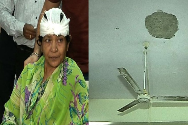 Mumbai : Woman hurt as ceiling slab collapses at Andheri railway station अंधेरी स्टेशनवर स्लॅब कोसळल्याने महिलेच्या डोक्याला 20 टाके
