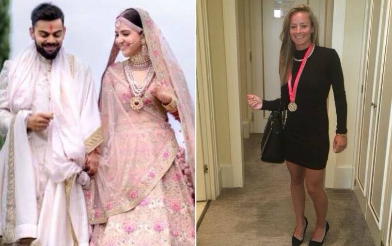 विराटला प्रपोज करणाऱ्या तरुणीच्या 'विरानुष्का'ला एका शब्दात शुभेच्छा! danielle wyatt wishes virat kohli after his wedding latest update विराटला प्रपोज करणाऱ्या तरुणीच्या 'विरानुष्का'ला एका शब्दात शुभेच्छा!