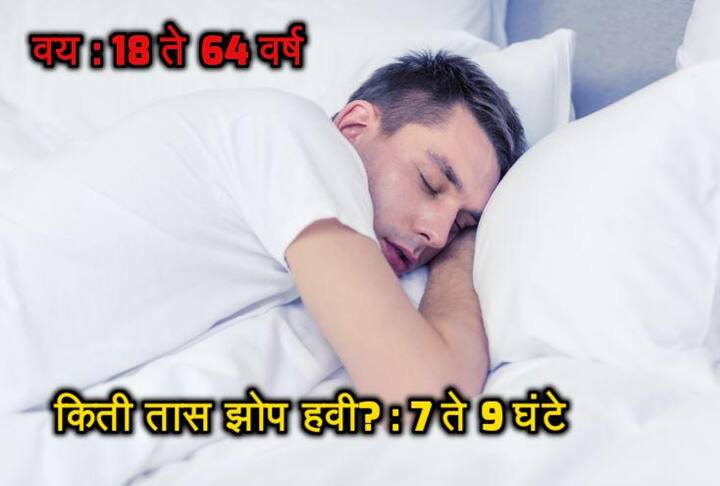 वय : 18 ते 64 वर्ष, किती तास झोप हवी? : 7 ते 9 घंटे