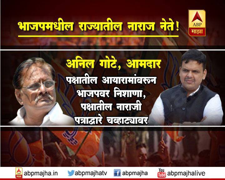 अनिल गोटे, आमदार : पक्षातील आयारामांवरुन भाजपवर निशाणा, पक्षातील नाराजी पत्राद्वारे चव्हाट्यावर 