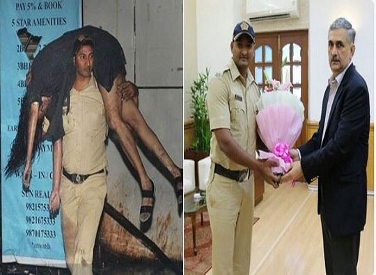 Mumbai : Police Constable Sudarshan Shinde who saved victims in Kamla Mills Compound fire felicitated latest update कमला मिल्स आगीतून जखमींना वाचवणाऱ्या सुदर्शन शिंदेंचा सत्कार