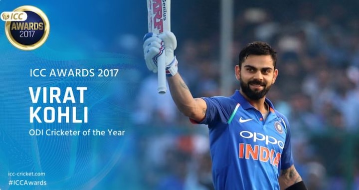 ICC Awards 2017  Virat kohli ICC ODI Cricketer of the Year ICC Awards 2017 :  कोहलीला सर्वोत्तम वन डे क्रिकेटरचा मान