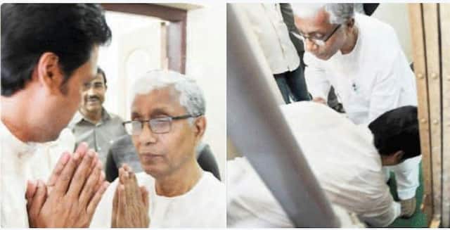 वय-अनुभवाचा मान, त्रिपुरा भाजप अध्यक्ष माणिक सरकारांच्या पाया पडले!