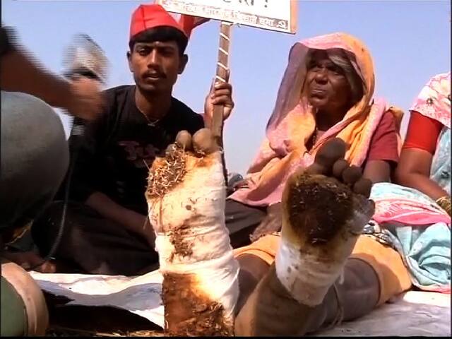 रक्ताळलेले पाय, भेगाळलेले डोळे... किसान मोर्चेकऱ्यांची 200 किमी पायपीट