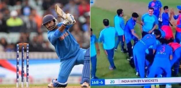 video of dinesh karthik’s last six and team India’s celebration VIDEO : दिनेश कार्तिकचा विजयी षटकार आणि टीम इंडियाचं सेलिब्रेशन