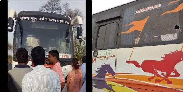 stone pelting on Shivshahi bus at Nagar and Sangli one injured सांगली आणि अहमदनगरला शिवशाही बसवर दगडफेक
